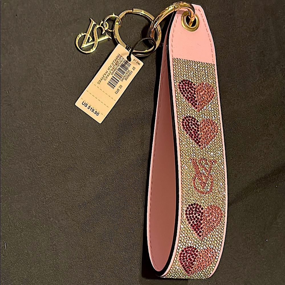 Victoria's Secret Pink and Gold Key & Card Holder with Heart Design
